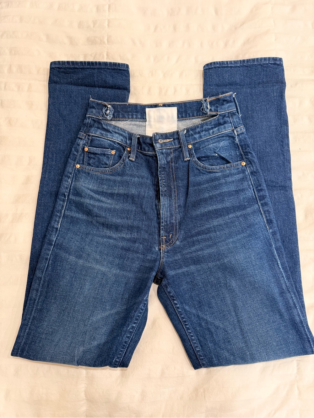 MOTHER woman’s Dark Blue Straight-Leg Jeans